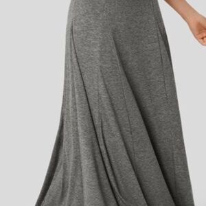 High Waisted Side Zipper Maxi Casual Flare Skirt NWT